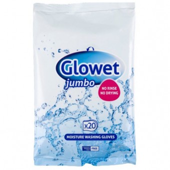 Рукавицы влажные для мытья тела Glovet Jumbo, 20шт 