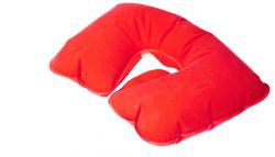 Подушка надувная для путешественника валик на шею красный  F8051К